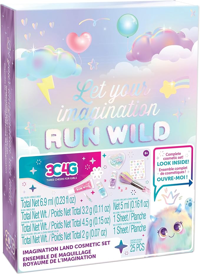 Make It Real 3C4G: Imagination Land Cosmetic Set - 25pc Complete Beauty Set, Blush, Eyeshadow, Lip Gloss, Nail Polish, Three Cheers for Girls, Kids Ages 8+-Velvo Beauty