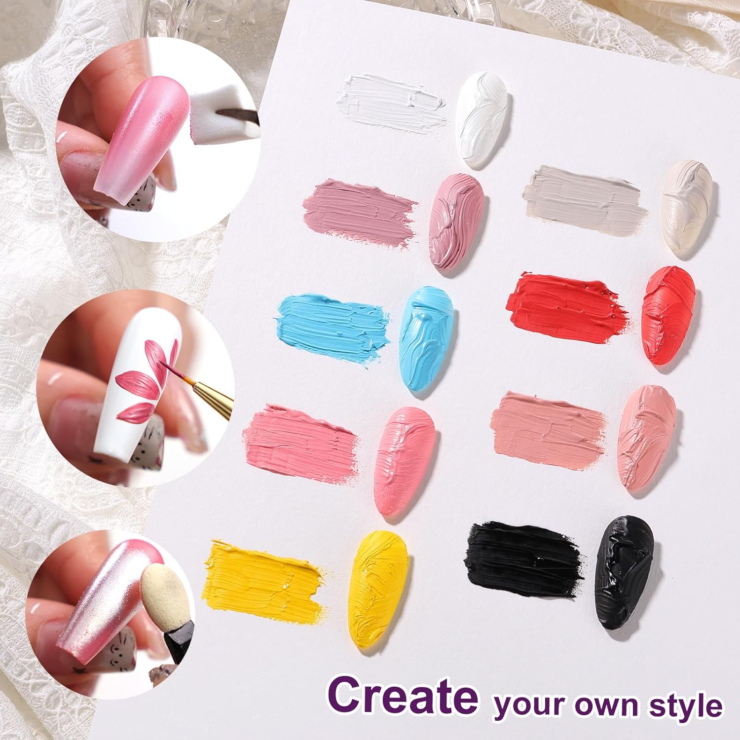 Gradient Painting Gel, 9 Colors Ombre Gel Nail Polish Oil Painting 3D Sculpture Effect for Pigment Pat Nails French Manicure DIY Nail Art Long-lasting Soak of UV/LED Artistic Inspiration-Velvo Beauty