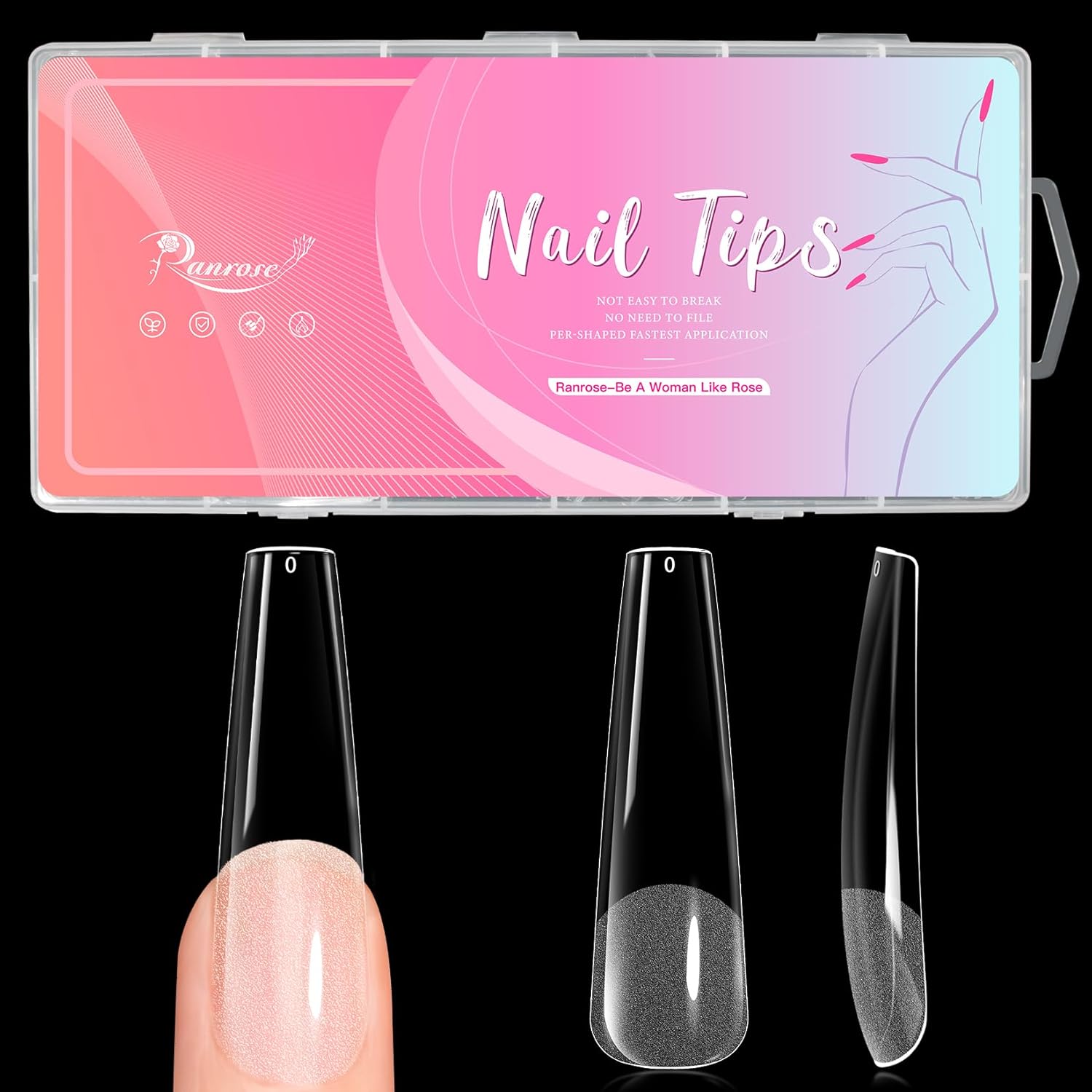 Ranrose 240pcs Nails Tips Coffin: XXL Super Long Half Matte False Nails 12 Sizes C Cruve Acrylic Nails, Coffin Press on Nails Extension For Nail Salons DIY-Velvo Beauty