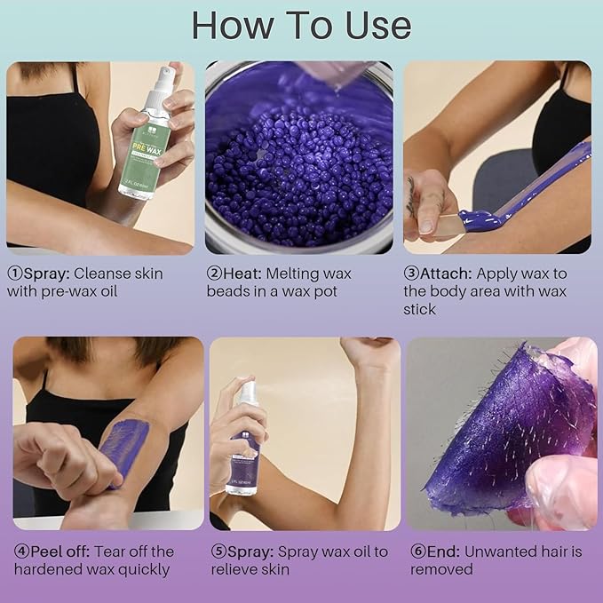 BLITZWAX Brazilian and Bikini Waxing Kit for Women, Hard Wax Warmer for Face, Legs, and Body, At Home Hair Removal Kit, Beginner Friendly, Quick Heating, 32pcs Wax Spatulas-Velvo Beauty