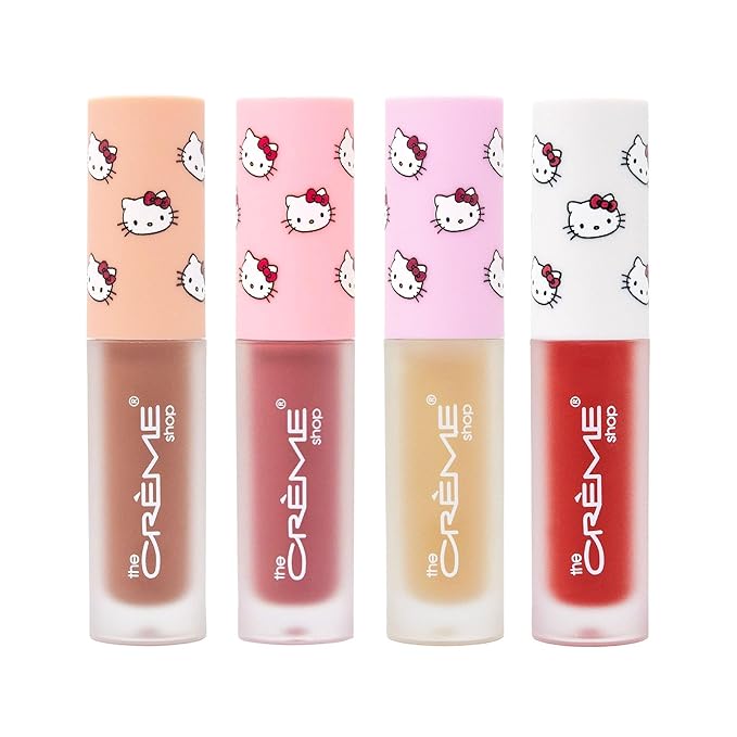 The Crème Shop x Sanrio Hello Kitty Collection: Ultimate Lip Elixir - Kawaii Kiss Lip Oil Set with Nourishing Ingredients - Perfect for Hydration, Shine, and a Hint of Tint (Set of 4)-Velvo Beauty
