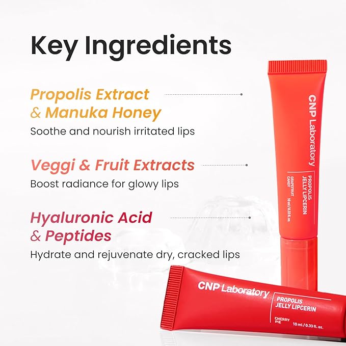 CNP Propolis Jelly Lipcerin™ - 01 Honey Cake, Hydrating Lip Balm & Gloss with Manuka Honey + Hyaluronic Acid, Korean Skincare, 0.3 fl.oz.-Velvo Beauty