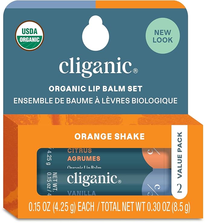 Cliganic Organic Lip Balm 2 pack - Orange Shake-Velvo Beauty
