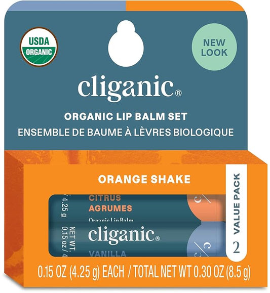 Cliganic Organic Lip Balm 2 pack - Orange Shake-Velvo Beauty