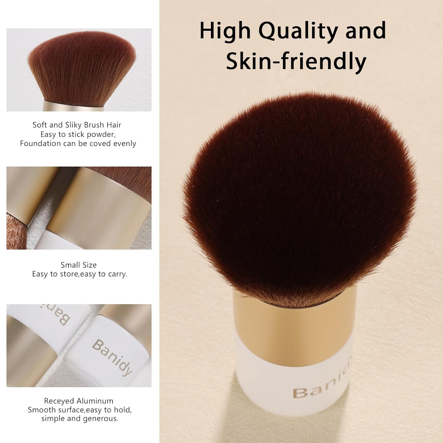 Kabuki Face Makeup Brush, Portable Travel Blush Brush Flawless for Foundation, Powder, Bronzer Buffing, Liquid, Cream, Cruelty Free-Velvo Beauty