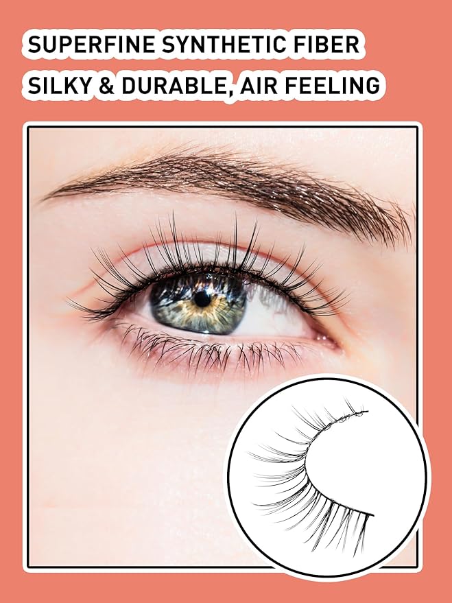 Lashes Short Eyelashes 10MM Natural Lashes Wispy Thin Band Strip Lashes Short Eyelashes Natural Look 3D Volume Lashes 7 Pair Fake Lashes Siligli-Velvo Beauty