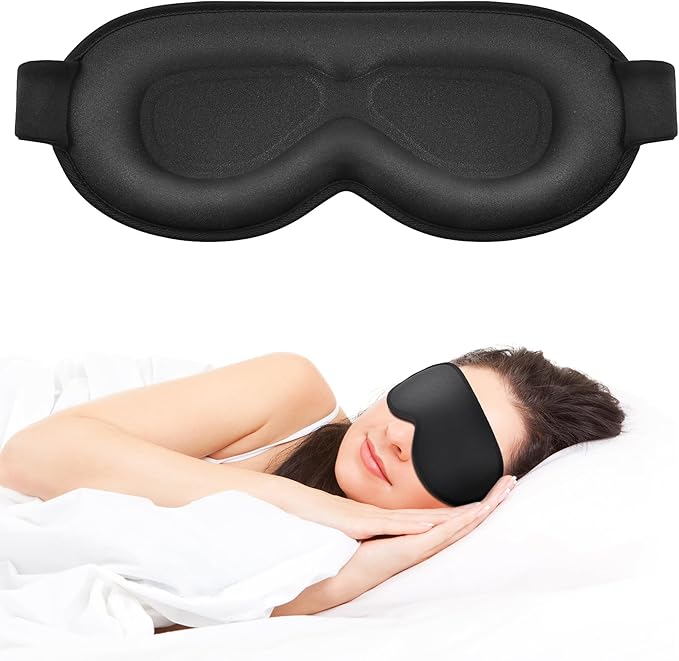 Sleep Mask for Side Sleeper Women Men, Eye Mask for Sleeping Light Blocking, 3D Contoured Cup Sleeping Mask, Soft Breathable Sleep Eye Mask with Adjustable Elastic Strap for Travel (Black)-Velvo Beauty