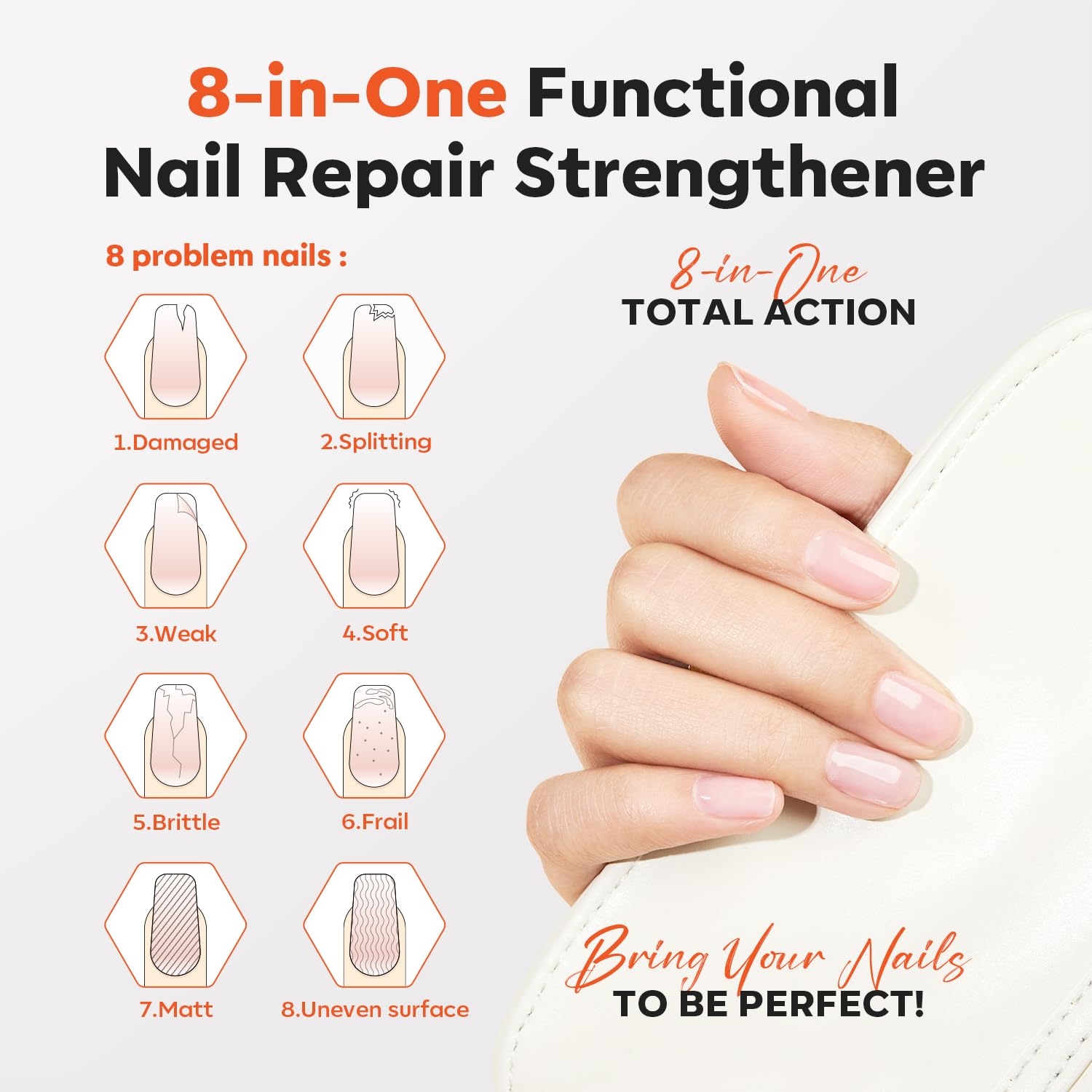 modelones Nail Strengthener Clear Nail Polish Repair for Damaged Nail Hardener Extra Strong and Growth Crystal Clear 15ml-Velvo Beauty