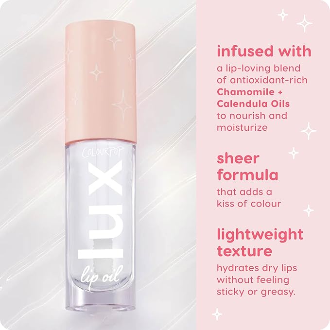 ColourPop Lux Lip Oil - Hydrating, Sheer Tinted Lip Oil Formulated with Antioxidant-Rich Chamomile Extract & Calendula Oil - Non-Greasy, Nourishing Clear Lip Oil - Dew Drop (0.16 oz)-Velvo Beauty
