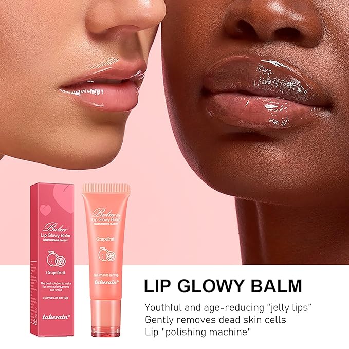 Lip Glowy Balm Hydrating Sleeping Lip Mask, Shine Glossy Finish Lip Oil - Reduce Lip Lines, Enhance Lip Color, Moisturizing & Plump Dry Chapped Lips Care Non-Sticky Lip Balm (#3 Grapefruit)-Velvo Beauty