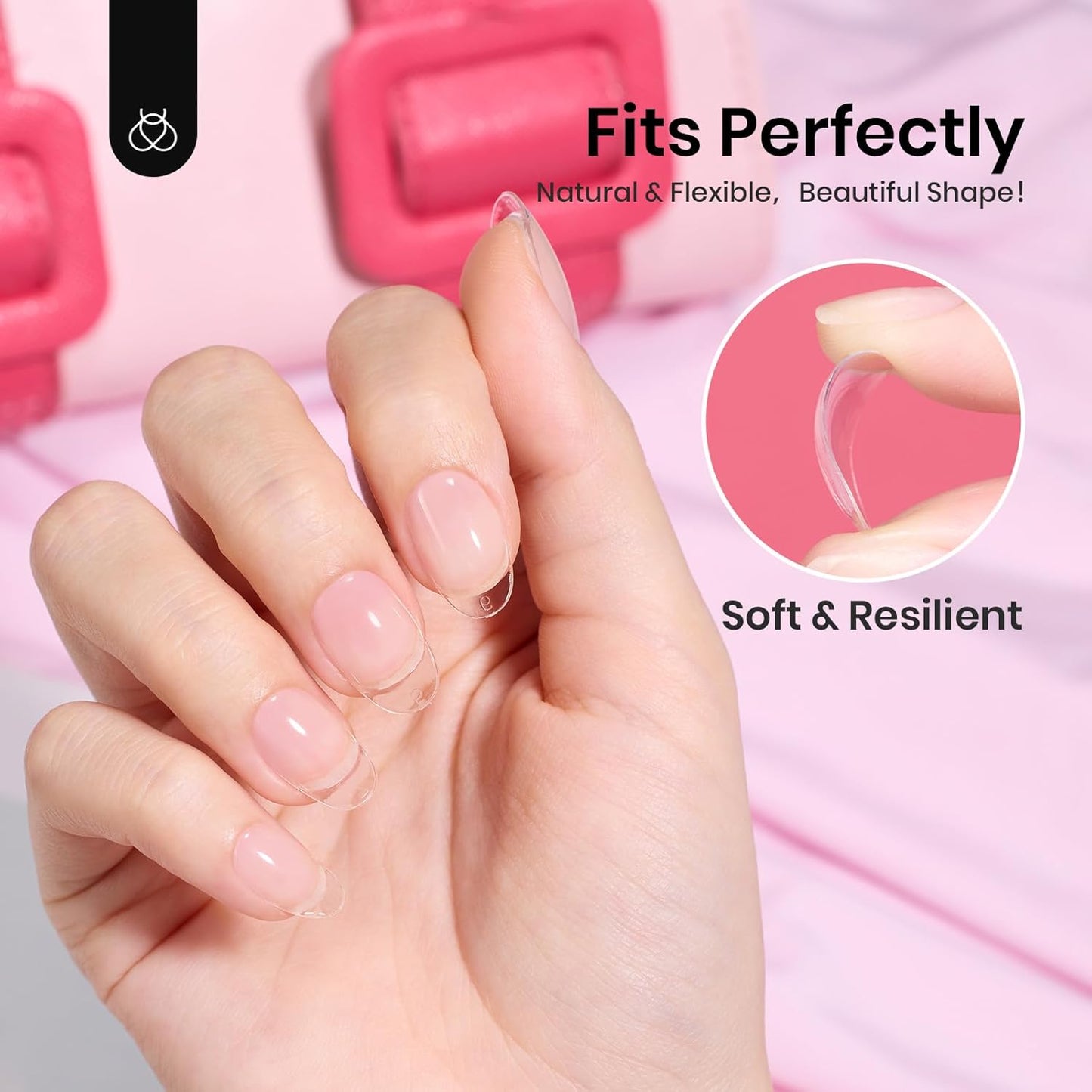 Beetles Gel Nail Tips 288Pcs Pre-Shaped Short Oval Fake Nails Gelly Tips Clear Press on Nail Tips Full Cover False Nails Gifts for Girls Women Gelly Tips Home DIY Nail Salon-Velvo Beauty