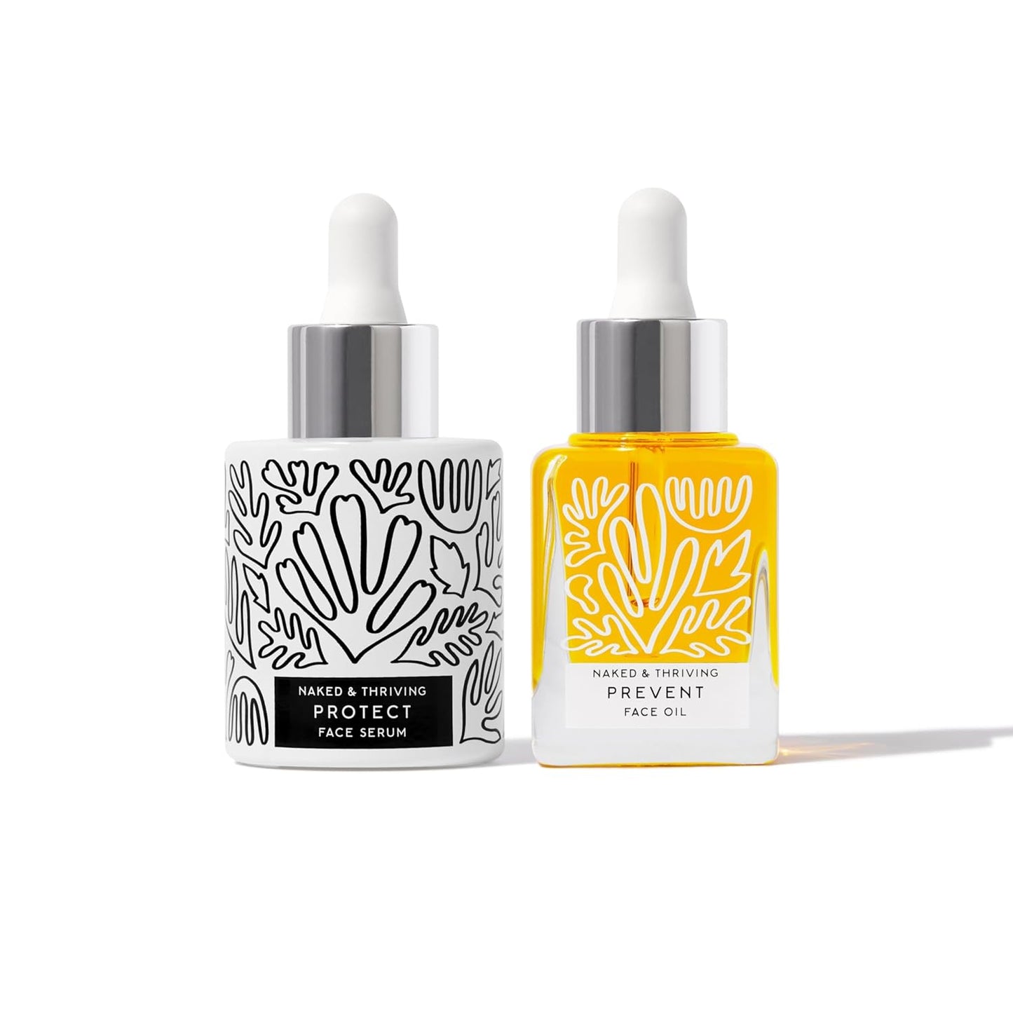 Naked & Thriving Limited Edition Day Set | Protect Antioxidant Day Serum (30 mL) + Prevent Anti-Aging Face Oil (35 mL) with Hyaluronic Acid, Moringa and Rosehip Oil | 65 mL/2.18 fl oz (Set of 2)-Velvo Beauty