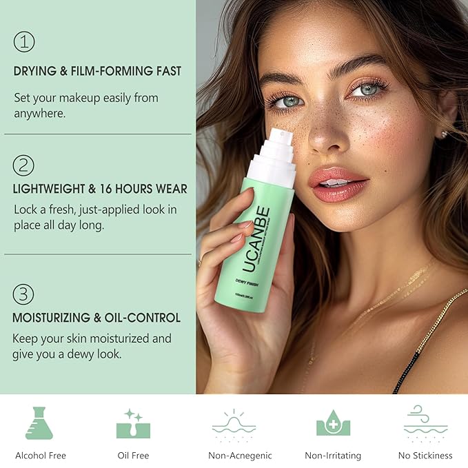 Dewy Makeup Setting Spray Kit-3.38 Fl oz Hydrating Illuminating Finishing Spray Lightweight Face Mist All Day Long Make up Fixer +2PCS Sponge Puff, Hydrate Skin for a Bright Look-Velvo Beauty