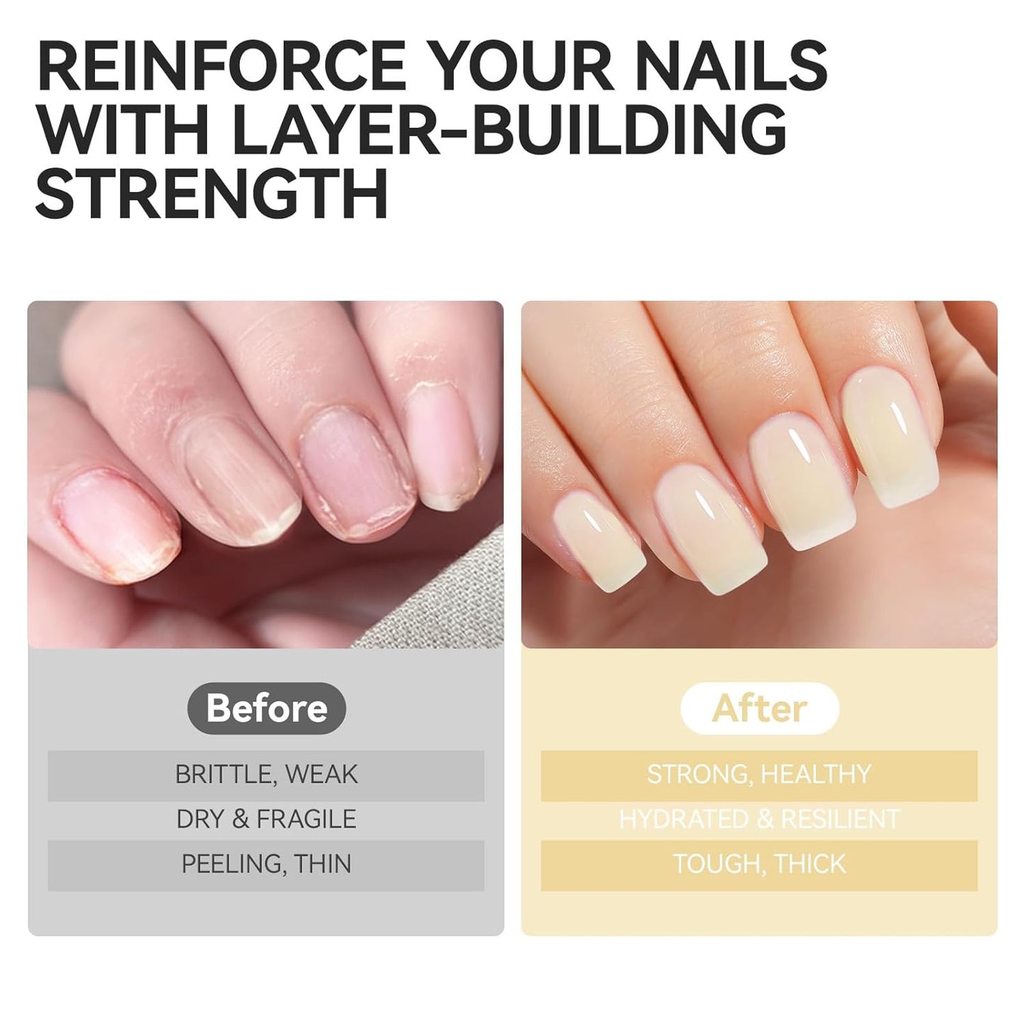 Nail Polish Strengthener and Growth Treatment: Yellow Gelike EC 6 in 1 Natural Nail Hardener Extra Strong and Growth - Long Lasting Nail Repair for Damaged Nails - For Daily Work Home Salon-Velvo Beauty