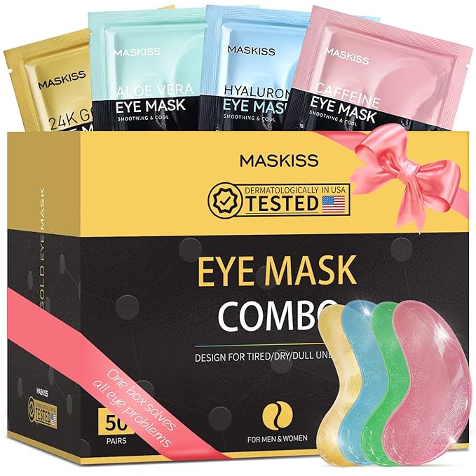 Under Eye Patches(50 Pairs), 24K Gold, Caffeine, Hyaluronic Acid, Aloe Vera Eye Masks for Dark Circles Puffy Eyes Undereye Bags, Eye Skin Care Gift Set for Bachelorette Party Favors-Velvo Beauty