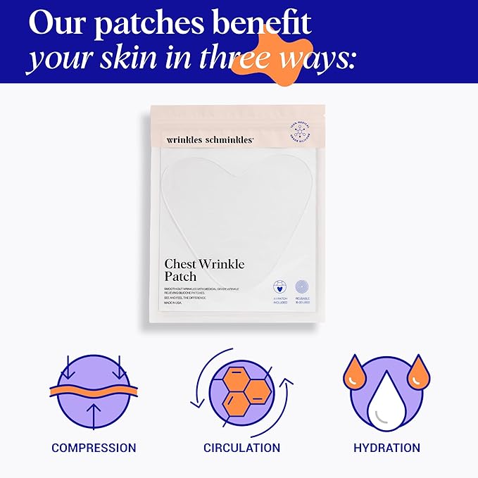Wrinkles Schminkles Chest Wrinkle Patch - Reusable Silicone Smoothing Pads for Cleavage & Body, Reduce Wrinkles & Stretch Marks, Sensitive Formulated, Secret to Radiant Skin (1 Pack)-Velvo Beauty