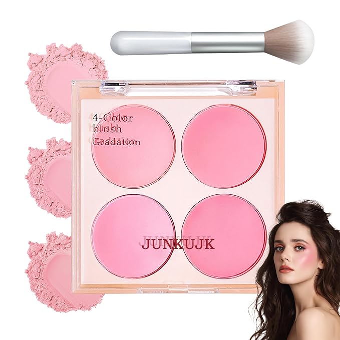 Blush Palette,Shimmer Silky Matte Blush Powder Palette,Professional Cute Face Contour Highlighter Blush Palette with Blush Makeup Brush 01-Velvo Beauty