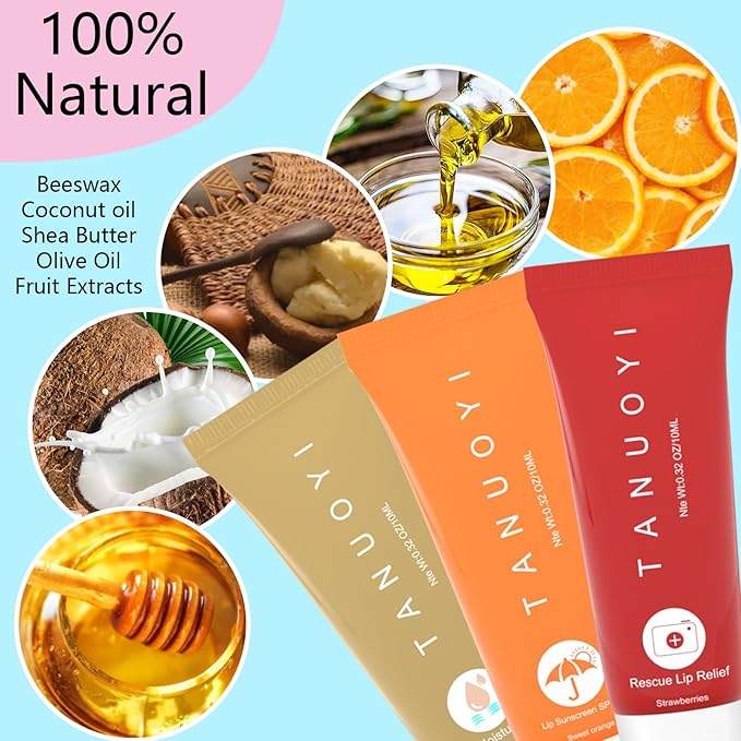 Lip Sunscreen Moisturizing and Repair Package SPF 30 - Summer Long Lasting Moisturized, Smooth and Repaired Lips - 3 Flavors (Pack of 3: 1 moisturizing+ 1 repairing+ 1 SPF)-Velvo Beauty