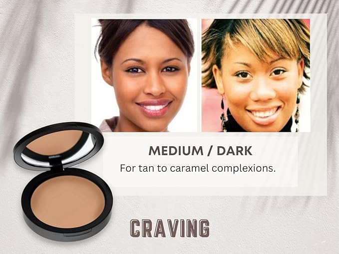 Mineral Dual Powder in Craving (Medium/Dark) | 4-in-1 Pressed Mineral Foundation with SPF 15 for Flawless Glow & Soft Looking Skin | Oil Free, Talc Free, Gluten Free | 0.45 Oz | by Mommy Makeup-Velvo Beauty