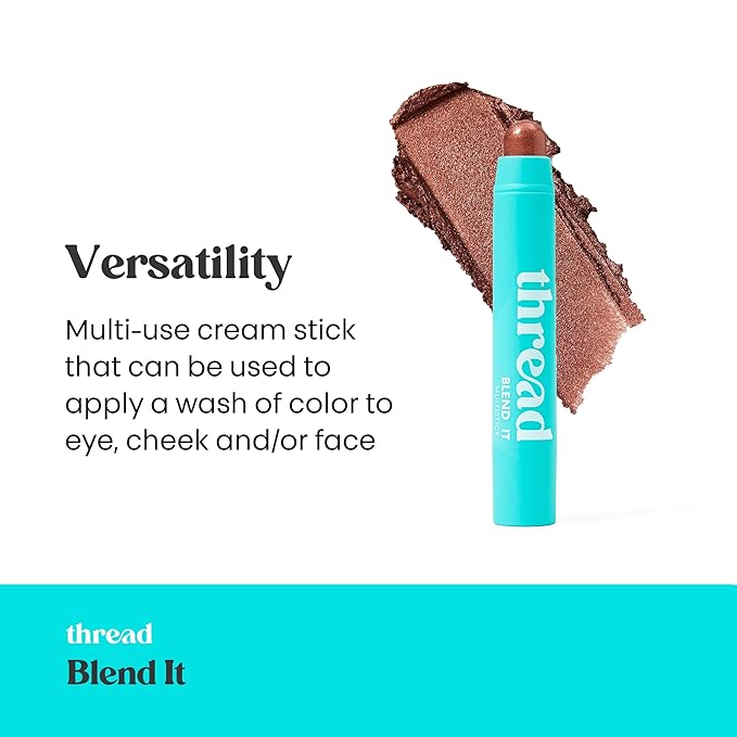 Thread Beauty Blend It Multi-Stick, Creamy, Buildable Color and Highlighter for Eyes, Cheeks, and Face, Soft - Brown Shimmer-Velvo Beauty