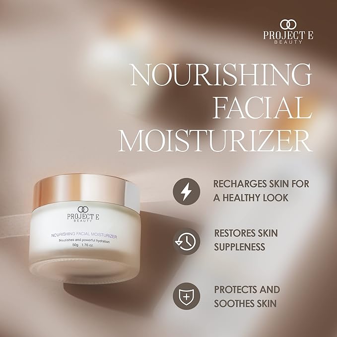 Project E Beauty Nourishing Facial Moisturizer Anti-Aging Skincare| Daily Hydration | For Face And Neck | Smooths & Softens Skin | Reduces Wrinkles & Fine Lines | For Day & Night Use | 50g-Velvo Beauty