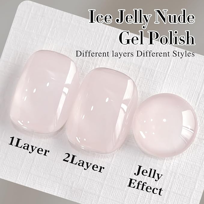 Double Rhythm Translucent Gel Polish Sheer Neutral Natural Light Milky Same Color Same Bottle 15ML Jelly Nail Polish Nail Art DIY at Home (Milky Pink-A1377)-Velvo Beauty