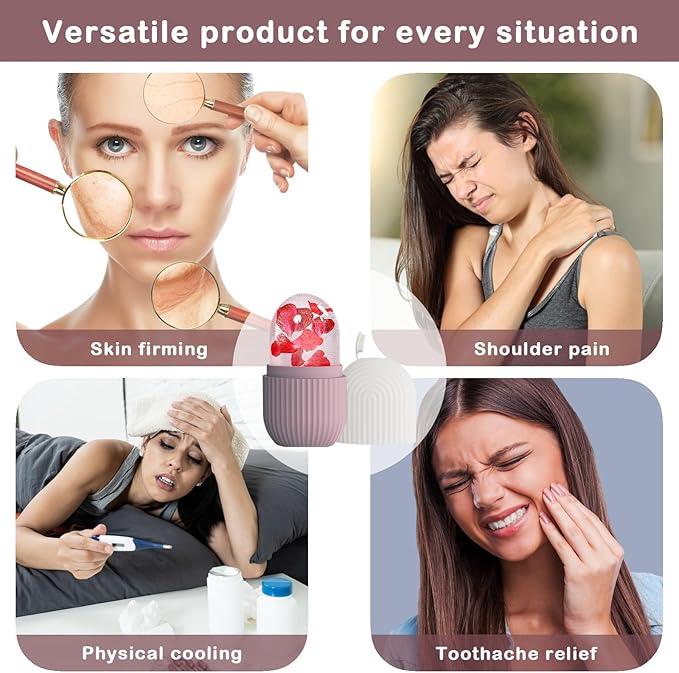 XHJRI Ice Face Roller Massager,Ice Cube Roller for Face, Eyes and Neck Naturally Conditioning and Skin Care,De-Puff Eye Bags,Reduce Migraine Pain,Reusable Massage Silicone Ice Mold (Brown)-Velvo Beauty