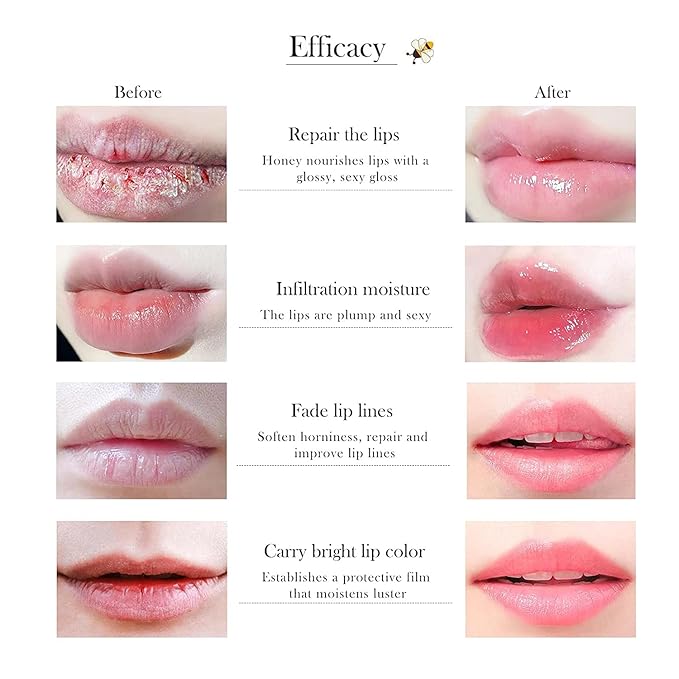 2PCS Honey Lip Balm, Exfoliating Honey Pot Lip Balm Sleeping Lip Mask with Brush, Hydrating & Prevention Dry and Cracked, Lip Scrubs Exfoliator & Moisturizer-Velvo Beauty