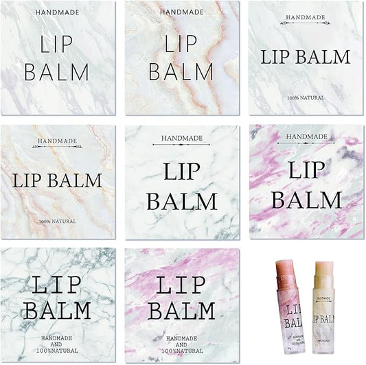 CRASPIRE Lip Balm Labels 80pcs Homemade Lip Balm Labels 2” Clear Lip Balm Labels for Tubes Printable Waterproof Lip Balm Stickers Labels for Lip Balm Handcream Candle Container（Marble Pattern）-Velvo Beauty