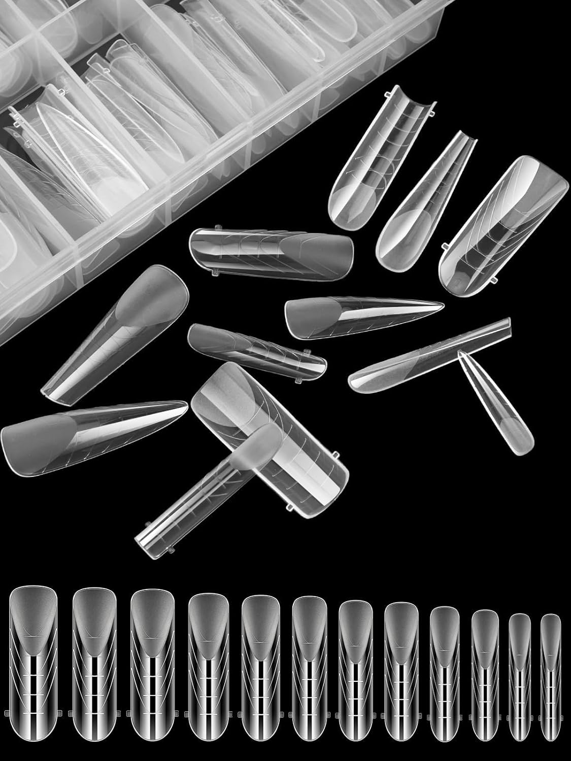 EBANKU Poly Gel Nail Forms 96PCS Clear Matte Dual Nail Forms Polygel Full Cover Nail Mold for Acrylic Nail Extension 12 Sizes 4 Styles Poly Gel Nail Art Salon Nails-Velvo Beauty
