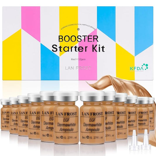 BB Facial Glow Serum Starter Kit Hyaluronic Acid Essence Foundation Skin Care Kit 0.27oz 12 Vials, Combined With Niacinamide and Peptides To Brighten Skin Tone Anti-Aging Foundation Light Rose-Velvo Beauty