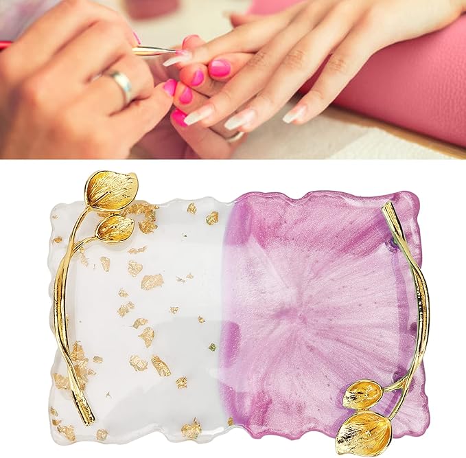 Resin Nail Palette Nail Palette Nail Art Makeup Display Board Manicure Stand Manicure Palette Nail Art Color Manicure Nails DIY Tool (Pink)-Velvo Beauty
