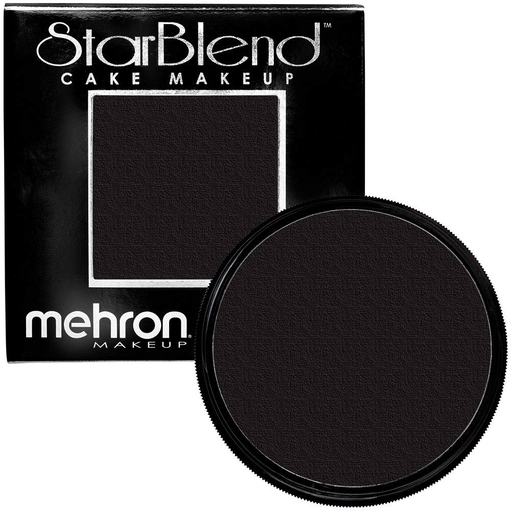 Mehron Makeup StarBlend Cake Makeup | Wet/Dry Pressed Powder Face | Powder Foundation | Black Body and Face Paint 2 oz (56g)-Velvo Beauty