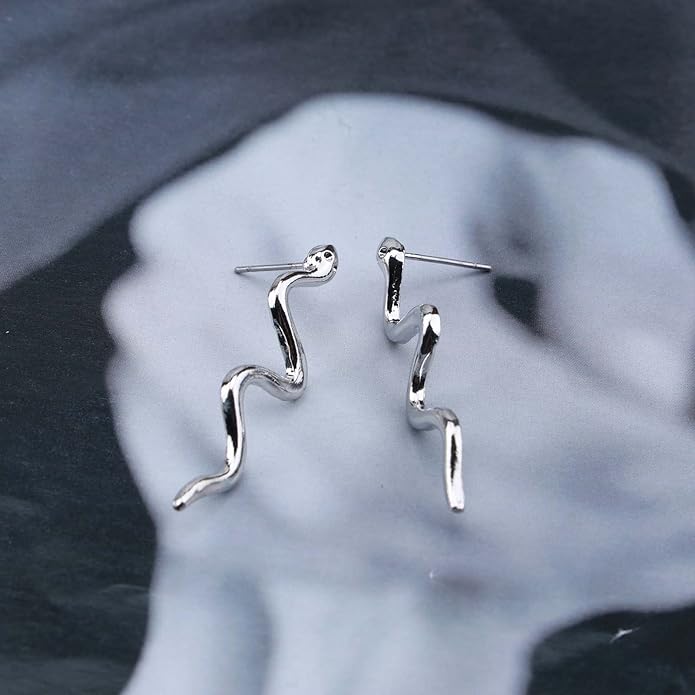 Vintage Snake Dangle Earrings Punk Snake Drop Earrings Gold Snake Stud Earrings Boho Serpent Earrings Jewelry for Women (Gold)-Velvo Beauty