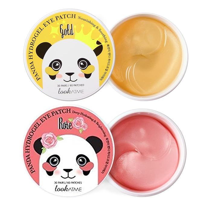 LOOKATME Korean Eye Mask for Dark Circles and Puffiness, Hydrogel Eye Patch for Eye Bags with Rose Gold (60pcs x 2pk), Eye Masks for Puffy Eyes, Hyaluronic Acid and Collagen, Premium Eye Gel Pads-Velvo Beauty