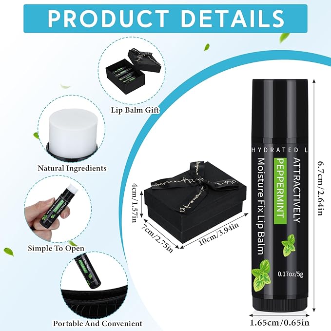 4 Pcs Lip Balm with Gift Box for Men Raffia Grass Organic Natural Beeswax Lip Balm for Father's Day Gifts Women Adults Teens Dry Chapped Lips Care Product-Velvo Beauty