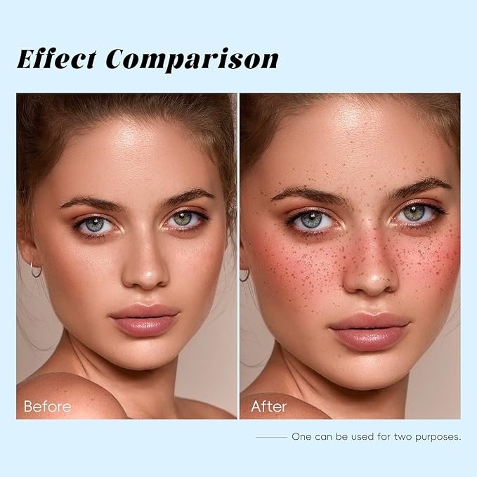 Freckle Blush Pen, 2in1 Dark Brown Faux Freckle Stamp Pen Coral Orange Liquid Blush for Natural Summer Sunkissed Makeup, Lifelike Waterproof Long Lasting Quick Dry Fake Frecks Tint Marker02#-Velvo Beauty