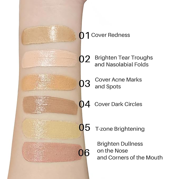 FV 6 Colors Cream Concealer Palette, Full Coverage & Long Lasting Colors Corrector Palette for Dark Circles, Redness, Acne with Natural Finish Cream Foundation Palette, 01 Light Shade-Velvo Beauty