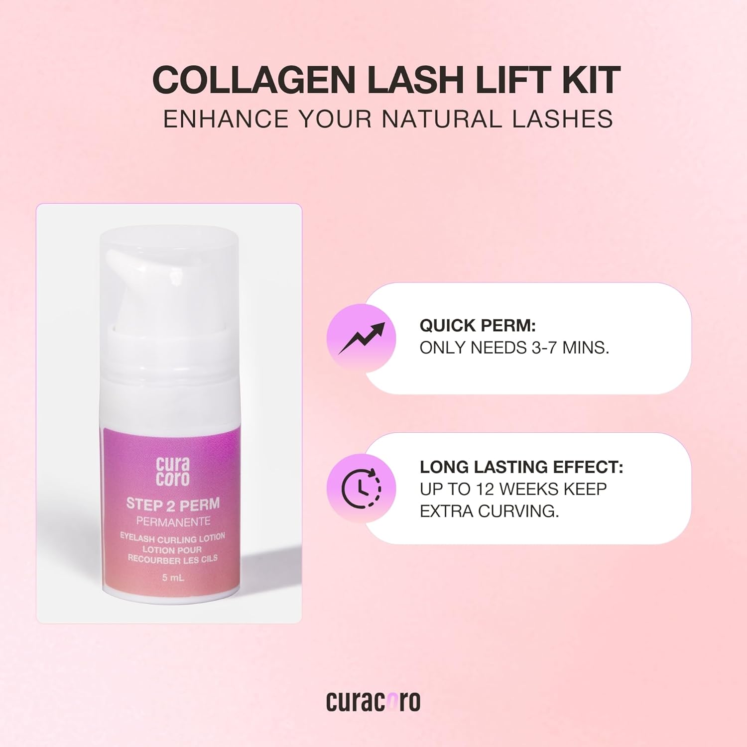 Curacoro Lash Lift Perm Lotion - Professional Eyelash Perm Kit, Semi-Permanent Lash Curling, Nourishing Collagen, Hygiene Safe & Easy to Clean, Professional Use (Step 2)-Velvo Beauty