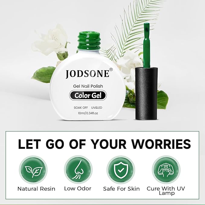 JODSONE Gel Nail Polish 20 Color Blue Red Matching Base Coat Glossy and Matte Top Coat 23 Bottles of 10ml Professional Nail Care Use-Velvo Beauty