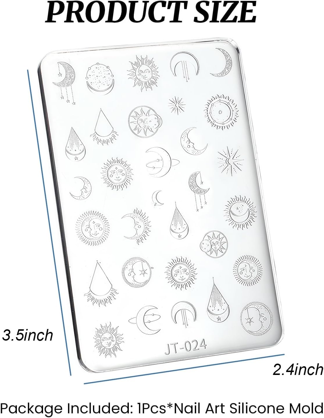 Nail Art Silicone Template, Sun and Moon Nail Decoration Silicone 3D Nail Art Carving Templates for Precise Embossed Pattern, Nail Tools Nail Charms for Acrylic Nail DIY Craft-Velvo Beauty