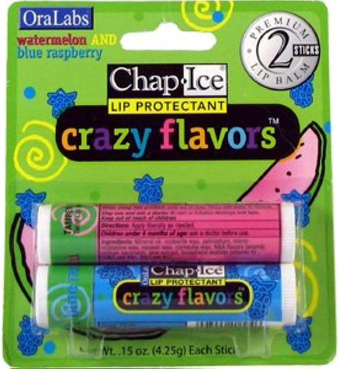 ChapIce Crazy Flavors Lip Balm Watermelon and Blue Raspberry 2 Sticks-Velvo Beauty