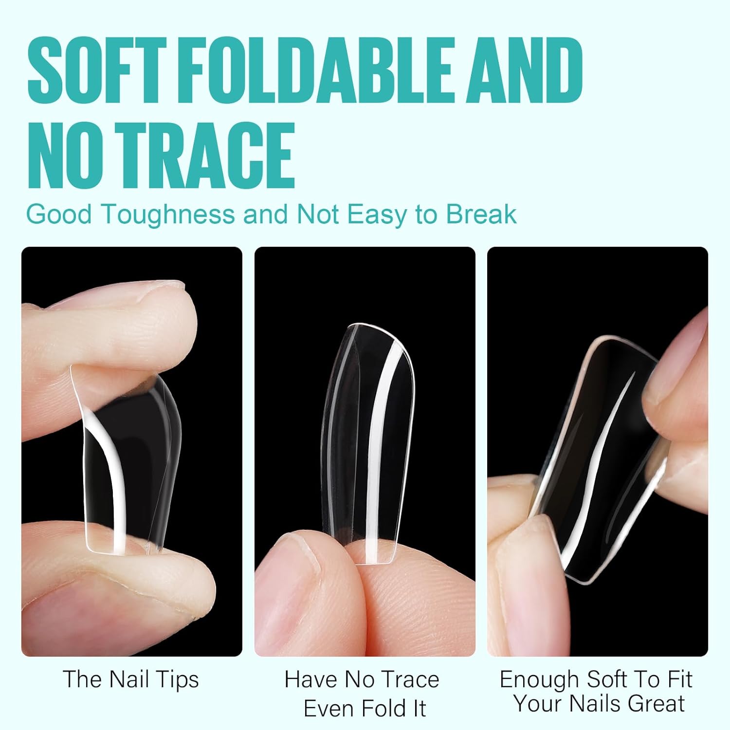 TOMICCA Fake Clear Nails, Short Square False Nail Tips, 216Pcs Nail Extension Tips for DIY Salon Gift-Velvo Beauty