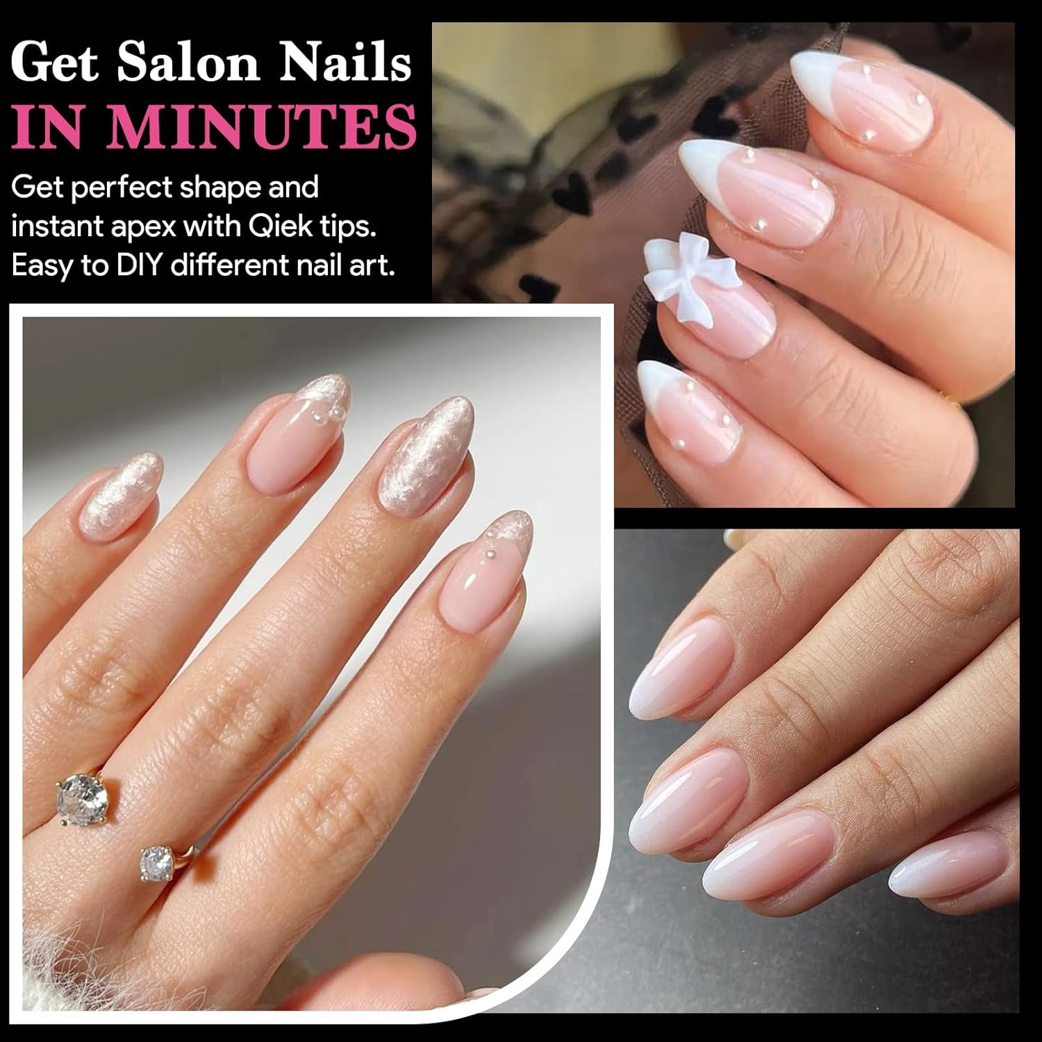 Short Almond False Nail Tips, 15 Sizes 510 PCS Clear Soft Press On Fake Nail Pre-shaped Half Matte Full Cover Gel Nail Tips Extensions Strong Thick Long Lasting for DIY Beginners & Salon Manicure-Velvo Beauty