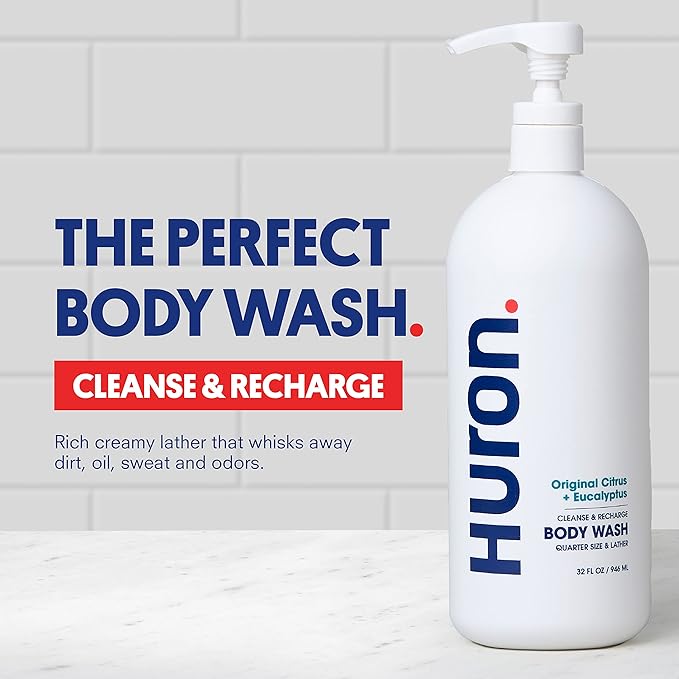Huron Men's Moisturizing Body Wash - Crisp Citrus, Eucalyptus, Mint, Aromatic Greens - 32 fl oz-Velvo Beauty
