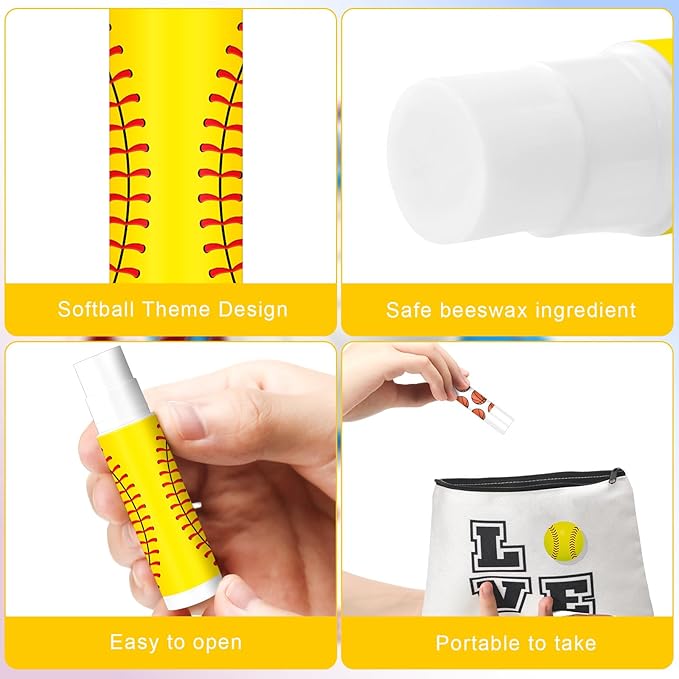 Demissle 24 Pcs Sports Team Gifts Sports Lip Balm Sports Party Favors Sports Theme Lipstick for Team Gifts(Softball)-Velvo Beauty