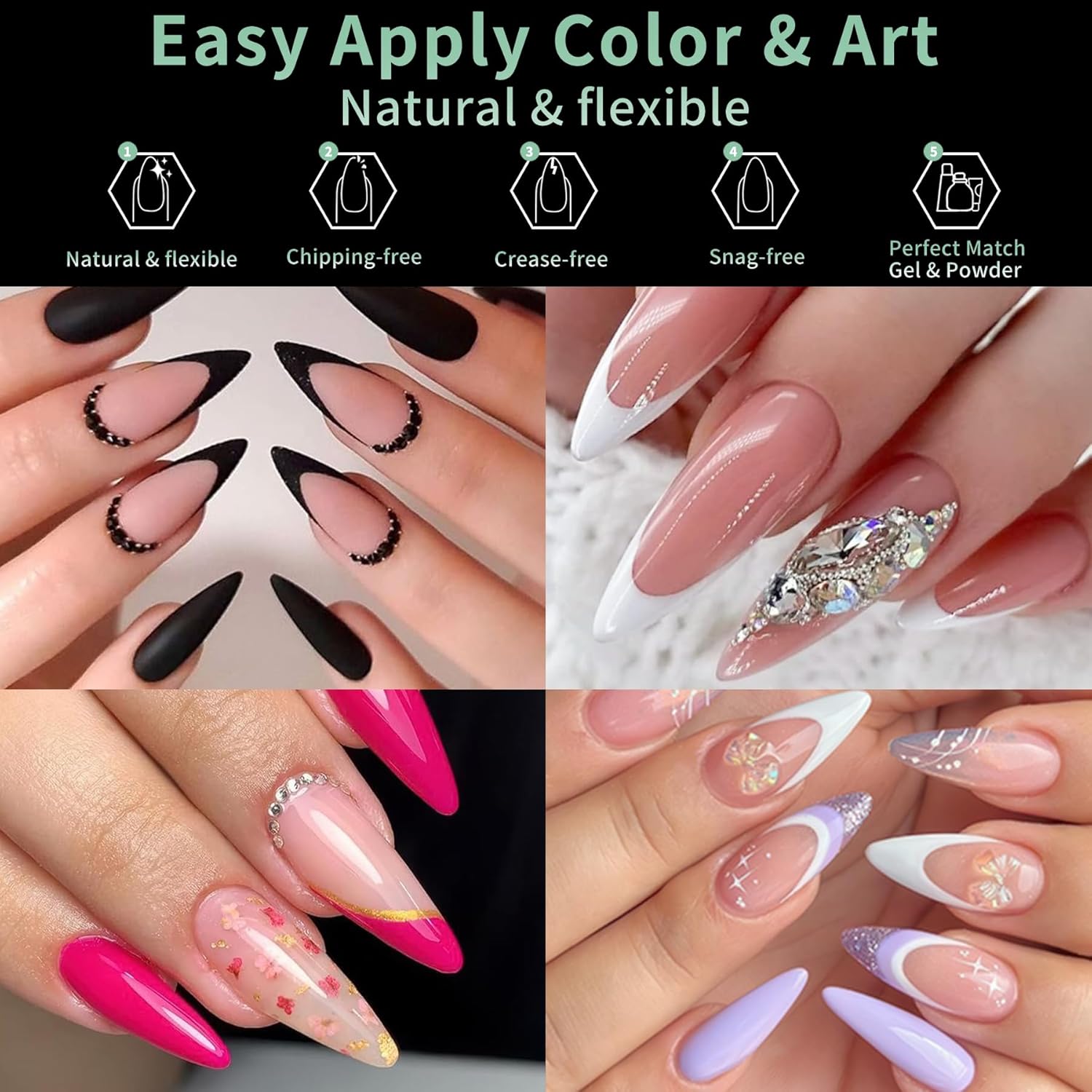 Medium Stiletto Nail Tips, 216pcs Acrylic Soft Fake Nails Gel Nail Tips, Full Cover Pre-Shaped Matte Clear Press on Nails for Extension, Diy at Home Manicure 12 Sizes-Velvo Beauty