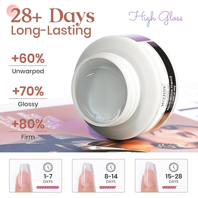 MIZHSE Clear Solid Builder Gel For Nails, 30g Non-Sticky Nail Extension Hard Builder Gel, Nail Strengthen 3D Sculpting Nail Art for Carving Modeling Soak Off Manicure Home-Velvo Beauty