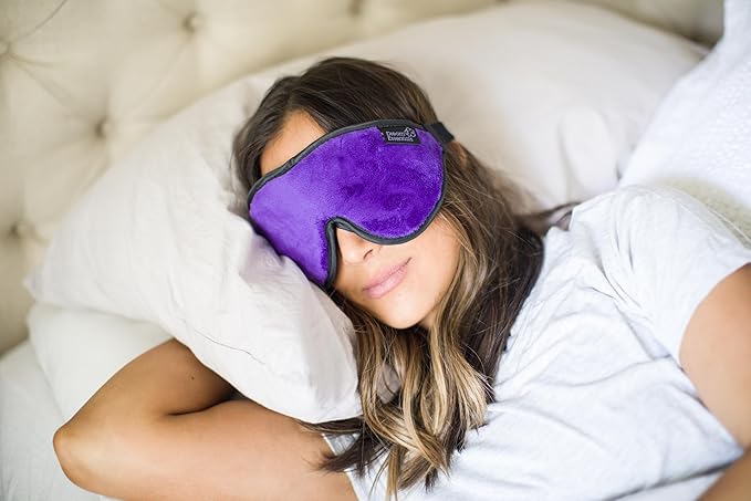 Dream Essentials, Escape 3D Sleep Mask, Earplugs, Carry Pouch Set, Molded Eye Shade, Men and Women, Contoured, Nose Bridge, Light Block, Memory Foam, Gift Set, Travel, Yoga, Blindfold, Deep Purple-Velvo Beauty