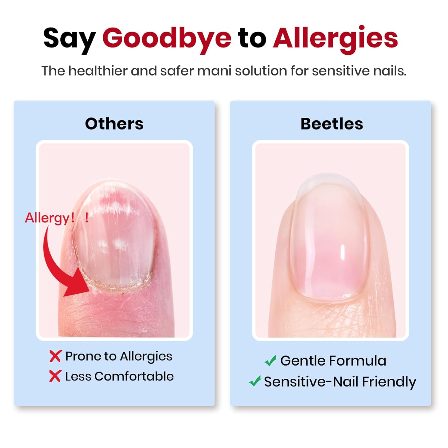 Beetles Hema-Free Nail Glue for Acrylic Nails Tips, TPO Free 2Pcs 10ml Long Lasting Uv Nail Glue for False Nail Tips, Clear Press On Nails, Skin-Friendly, U V Light Required-Velvo Beauty